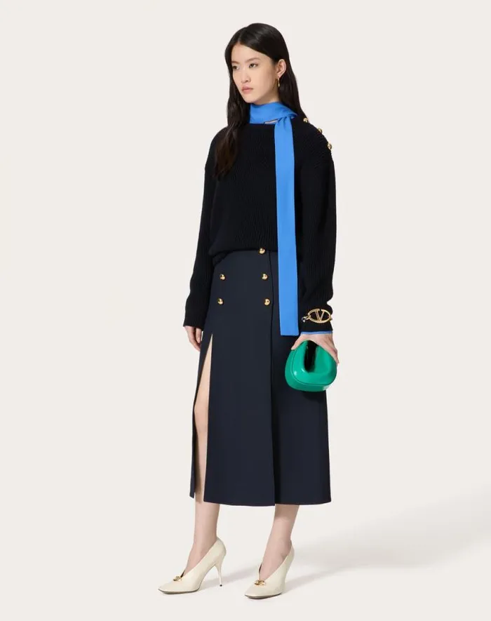 Valentino Knitwear Woman Wool Sweater For Woman In Navy Navy Valentino Knitwear Woman Wool Sweater For Woman In Navy Navy