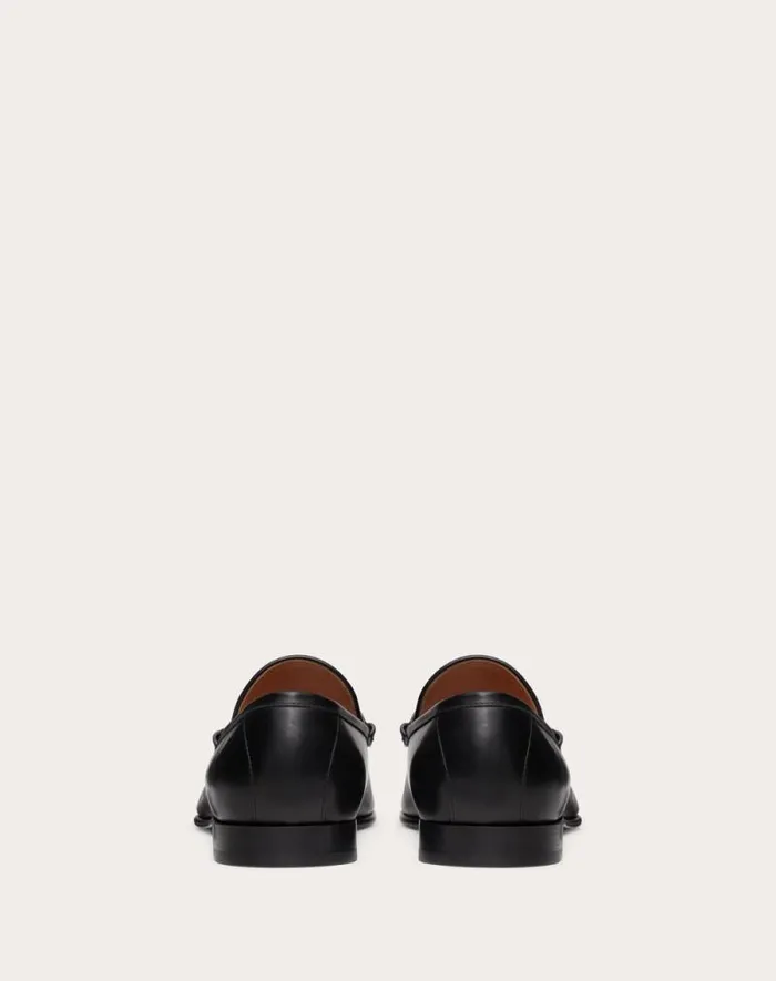 Valentino Laceups And Loafers Man Vlogo The Bold Edition Calfskin Leather Loafer For Man In Black Black Valentino Laceups And Loafers Man Vlogo The Bold Edition Calfskin Leather Loafer For Man In Black Black