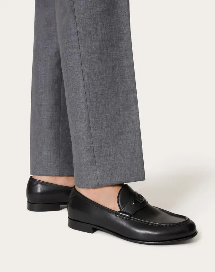 Valentino Laceups And Loafers Man Vlogo The Bold Edition Calfskin Leather Loafer For Man In Black Black Valentino Laceups And Loafers Man Vlogo The Bold Edition Calfskin Leather Loafer For Man In Black Black
