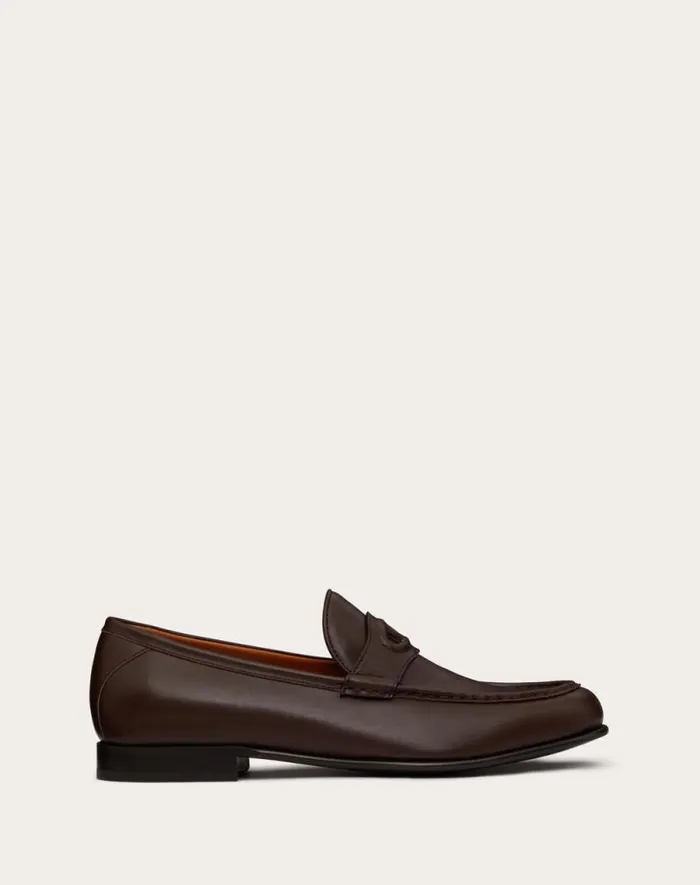 Valentino Laceups And Loafers Man Vlogo The Bold Edition Calfskin Leather Loafer For Man In Fondant Fondant
