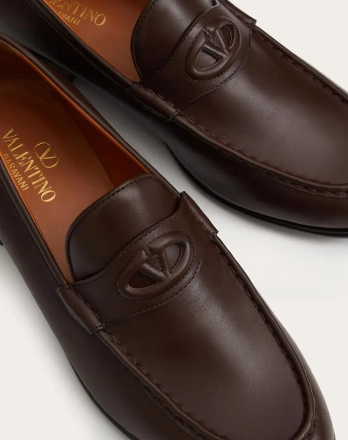 Valentino Laceups And Loafers Man Vlogo The Bold Edition Calfskin Leather Loafer For Man In Fondant Fondant