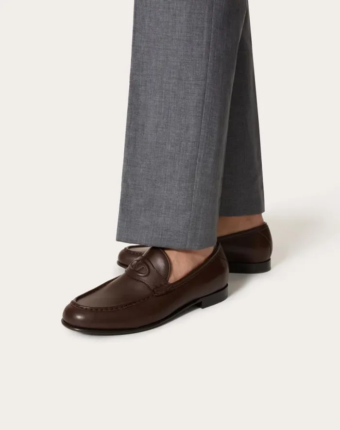 Valentino Laceups And Loafers Man Vlogo The Bold Edition Calfskin Leather Loafer For Man In Fondant Fondant