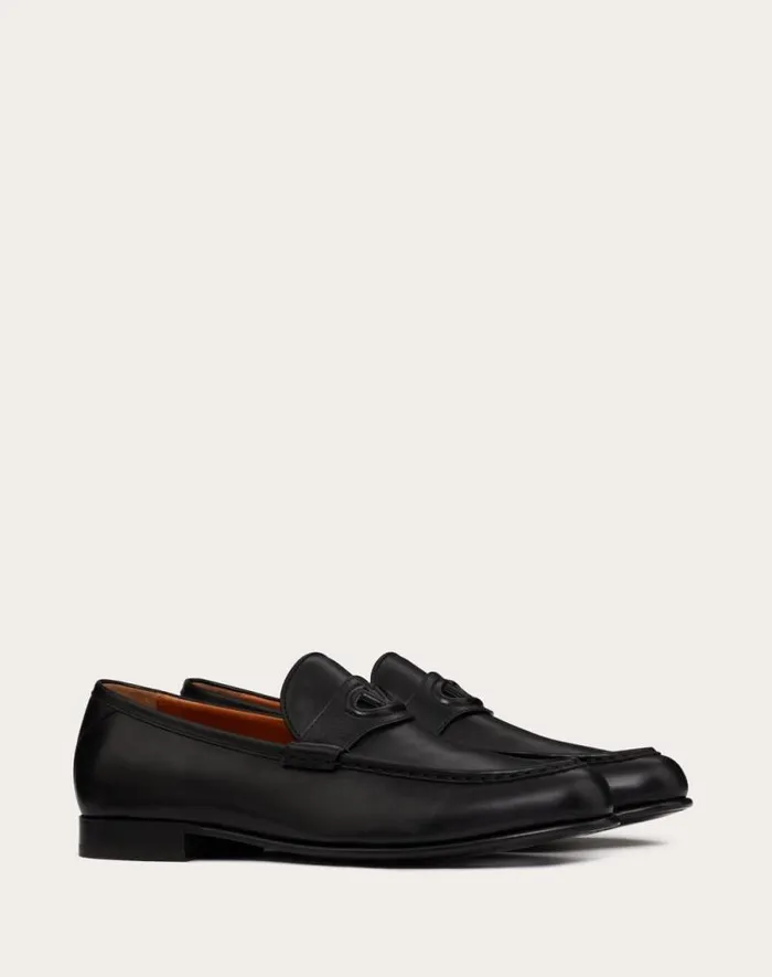 Valentino Laceups And Loafers Man Vlogo The Bold Edition Calfskin Leather Loafer For Man In Fondant Fondant
