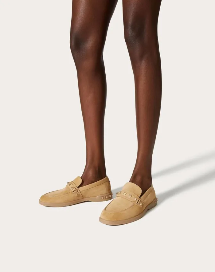 Valentino Loafers And Oxfords Woman Leisure Flows Split Leather Loafer For Woman In Light Camel Light Camel Valentino Loafers And Oxfords Woman Leisure Flows Split Leather Loafer For Woman In Light Camel Light Camel
