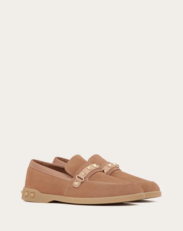 Valentino Loafers And Oxfords Woman Leisure Flows Split Leather Loafer For Woman In Light Camel Light Camel Valentino Loafers And Oxfords Woman Leisure Flows Split Leather Loafer For Woman In Light Camel Light Camel