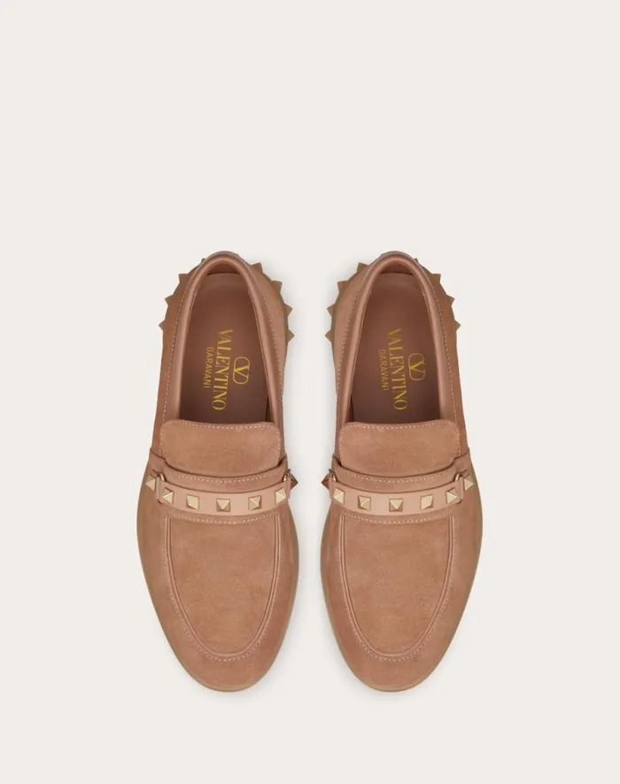 Valentino Loafers And Oxfords Woman Leisure Flows Split Leather Loafer For Woman In Light Camel Light Camel Valentino Loafers And Oxfords Woman Leisure Flows Split Leather Loafer For Woman In Light Camel Light Camel