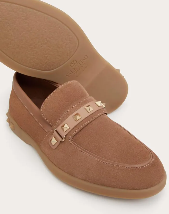 Valentino Loafers And Oxfords Woman Leisure Flows Split Leather Loafer For Woman In Light Camel Light Camel Valentino Loafers And Oxfords Woman Leisure Flows Split Leather Loafer For Woman In Light Camel Light Camel