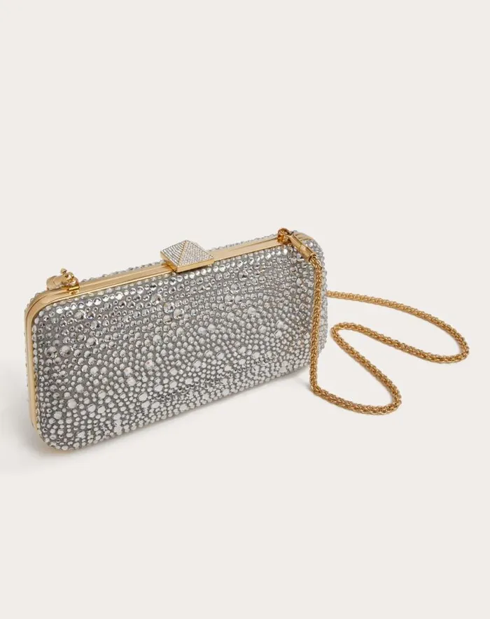 Valentino Mini Bags Woman Carry Secrets Rhinestone Minaudiere For Woman In Crystal Crystal Valentino Mini Bags Woman Carry Secrets Rhinestone Minaudiere For Woman In Crystal Crystal