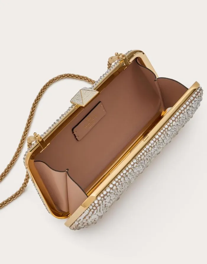 Valentino Mini Bags Woman Carry Secrets Rhinestone Minaudiere For Woman In Crystal Crystal Valentino Mini Bags Woman Carry Secrets Rhinestone Minaudiere For Woman In Crystal Crystal