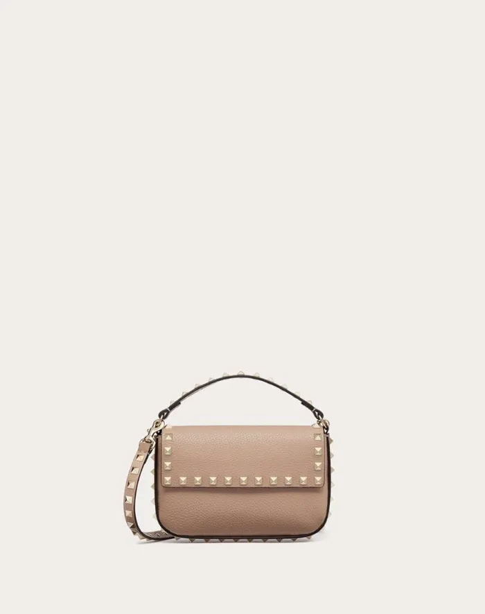 Valentino Mini Bags Woman Rockstud Grainy Calfskin Pouch For Woman In Poudre Poudre Valentino Mini Bags Woman Rockstud Grainy Calfskin Pouch For Woman In Poudre Poudre