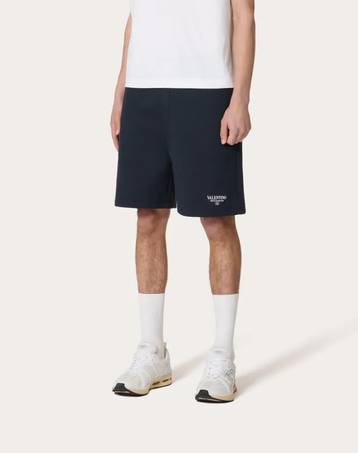 Valentino Pants And Shorts Man Valentino Print Cotton Bermuda Shorts For Man In Navywhite Navywhite Valentino Pants And Shorts Man Valentino Print Cotton Bermuda Shorts For Man In Navywhite Navywhite