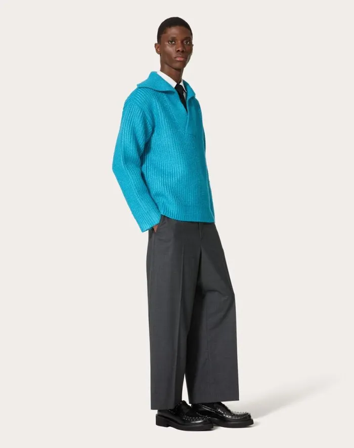 Valentino Pants And Shorts Man Wool Pants For Man In Grey Grey