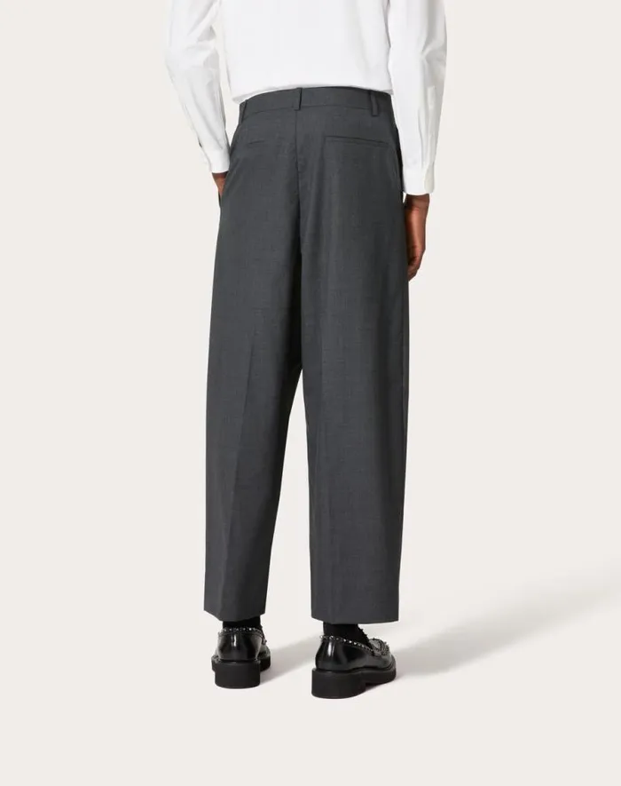 Valentino Pants And Shorts Man Wool Pants For Man In Grey Grey