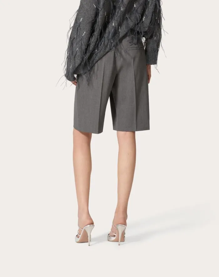Valentino Pants And Shorts Woman Active Gabardine Bermuda Shorts For Woman In Grey Grey