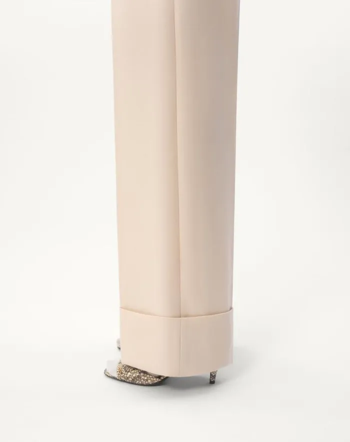 Valentino Pants And Shorts Woman Diagonal Dry Wool Pants For Woman In Ivory Ivory Valentino Pants And Shorts Woman Diagonal Dry Wool Pants For Woman In Ivory Ivory