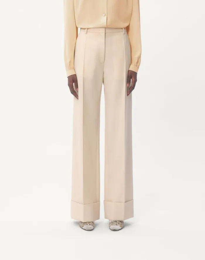 Valentino Pants And Shorts Woman Diagonal Dry Wool Pants For Woman In Ivory Ivory Valentino Pants And Shorts Woman Diagonal Dry Wool Pants For Woman In Ivory Ivory