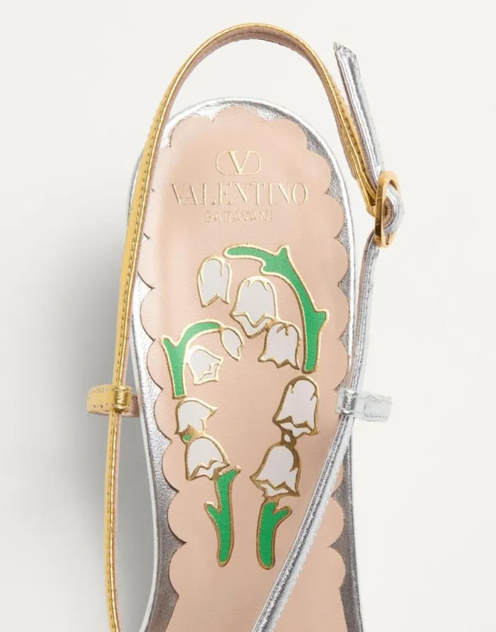 Valentino Pumps Woman Bowow Slingback Pumps In Moir Fabric 45mm For Woman In Pinksilver Pinksilver Valentino Pumps Woman Bowow Slingback Pumps In Moir Fabric 45mm For Woman In Pinksilver Pinksilver