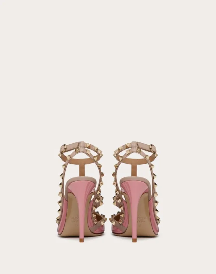 Valentino Pumps Woman Patent Rockstud Caged Pump 100mm For Woman In Poudre Poudre Valentino Pumps Woman Patent Rockstud Caged Pump 100mm For Woman In Poudre Poudre
