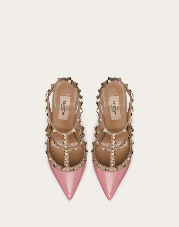 Valentino Pumps Woman Patent Rockstud Caged Pump 100mm For Woman In Poudre Poudre Valentino Pumps Woman Patent Rockstud Caged Pump 100mm For Woman In Poudre Poudre