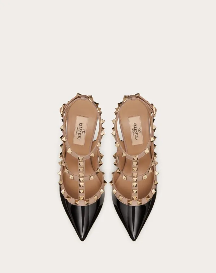 Valentino Pumps Woman Patent Rockstud Caged Pump 100mm For Woman In Poudre Poudre Valentino Pumps Woman Patent Rockstud Caged Pump 100mm For Woman In Poudre Poudre