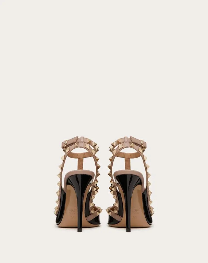 Valentino Pumps Woman Patent Rockstud Caged Pump 100mm For Woman In Poudre Poudre Valentino Pumps Woman Patent Rockstud Caged Pump 100mm For Woman In Poudre Poudre