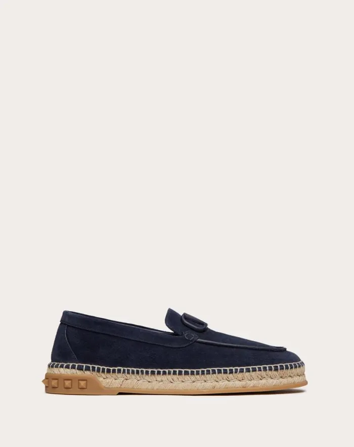 Valentino Sandals Man Leisure Flows Espadrilles In Split Leather For Man In Marine Marine Valentino Sandals Man Leisure Flows Espadrilles In Split Leather For Man In Marine Marine