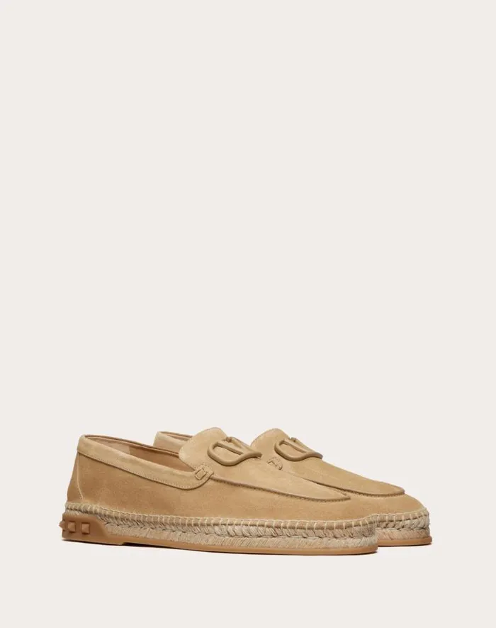 Valentino Sandals Man Leisure Flows Espadrilles In Split Leather For Man In Marine Marine