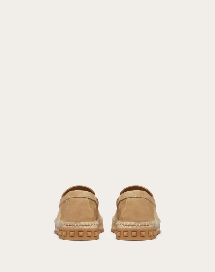 Valentino Sandals Man Leisure Flows Espadrilles In Split Leather For Man In Marine Marine