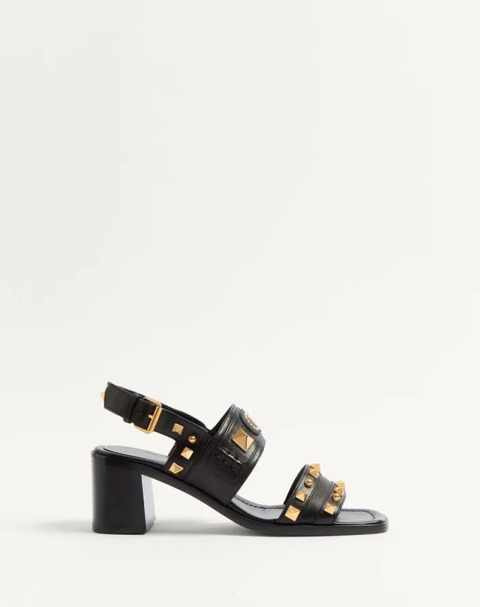 Valentino Sandals Woman Plaster Caster Buffalo Sandal 60mm For Woman In Black Black