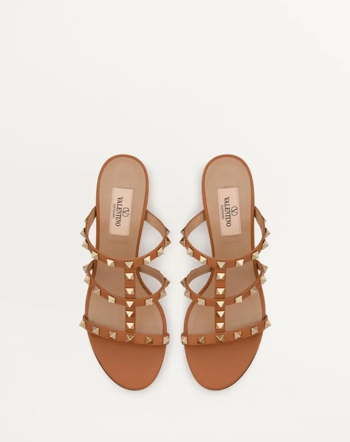 Valentino Sandals Woman Rockstud Calfskin Leather Slide Sandal 60 Mm For Woman In Light Ivory Light Ivory Valentino Sandals Woman Rockstud Calfskin Leather Slide Sandal 60 Mm For Woman In Light Ivory Light Ivory