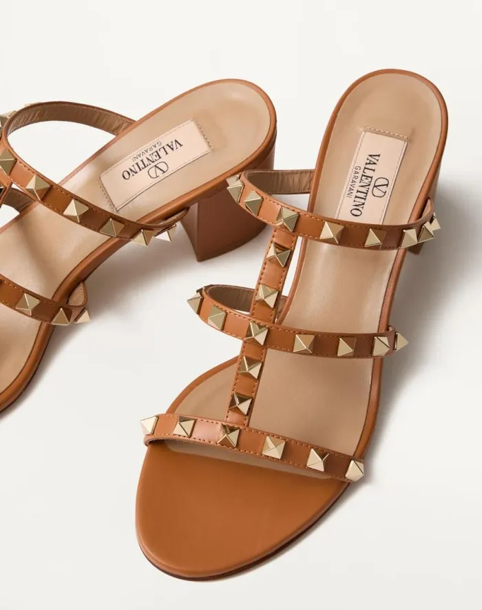 Valentino Sandals Woman Rockstud Calfskin Leather Slide Sandal 60 Mm For Woman In Light Ivory Light Ivory Valentino Sandals Woman Rockstud Calfskin Leather Slide Sandal 60 Mm For Woman In Light Ivory Light Ivory