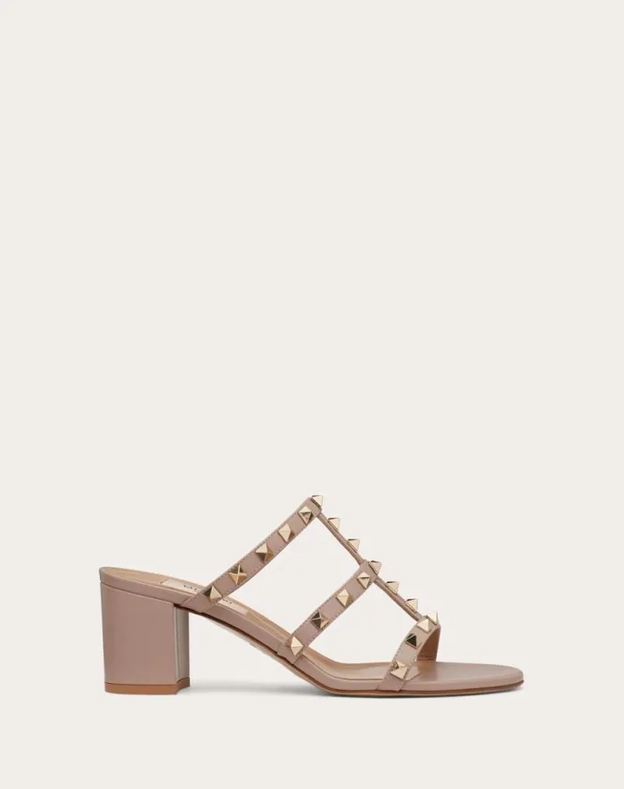 Valentino Sandals Woman Rockstud Calfskin Leather Slide Sandal 60 Mm For Woman In Light Ivory Light Ivory Valentino Sandals Woman Rockstud Calfskin Leather Slide Sandal 60 Mm For Woman In Light Ivory Light Ivory