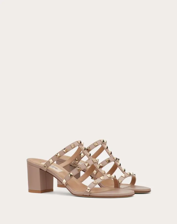 Valentino Sandals Woman Rockstud Calfskin Leather Slide Sandal 60 Mm For Woman In Light Ivory Light Ivory Valentino Sandals Woman Rockstud Calfskin Leather Slide Sandal 60 Mm For Woman In Light Ivory Light Ivory