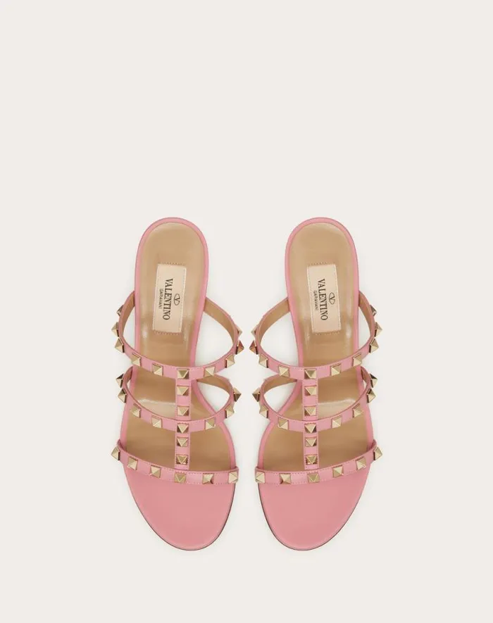 Valentino Sandals Woman Rockstud Calfskin Leather Slide Sandal 60 Mm For Woman In Light Ivory Light Ivory Valentino Sandals Woman Rockstud Calfskin Leather Slide Sandal 60 Mm For Woman In Light Ivory Light Ivory