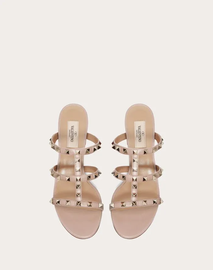 Valentino Sandals Woman Rockstud Calfskin Leather Slide Sandal 60 Mm For Woman In Light Ivory Light Ivory Valentino Sandals Woman Rockstud Calfskin Leather Slide Sandal 60 Mm For Woman In Light Ivory Light Ivory