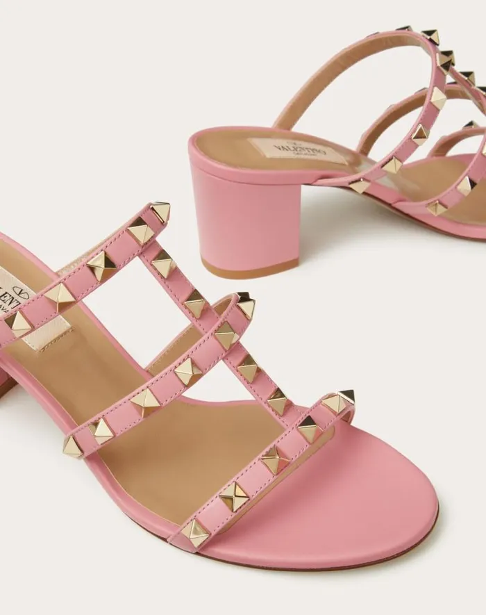 Valentino Sandals Woman Rockstud Calfskin Leather Slide Sandal 60 Mm For Woman In Light Ivory Light Ivory Valentino Sandals Woman Rockstud Calfskin Leather Slide Sandal 60 Mm For Woman In Light Ivory Light Ivory