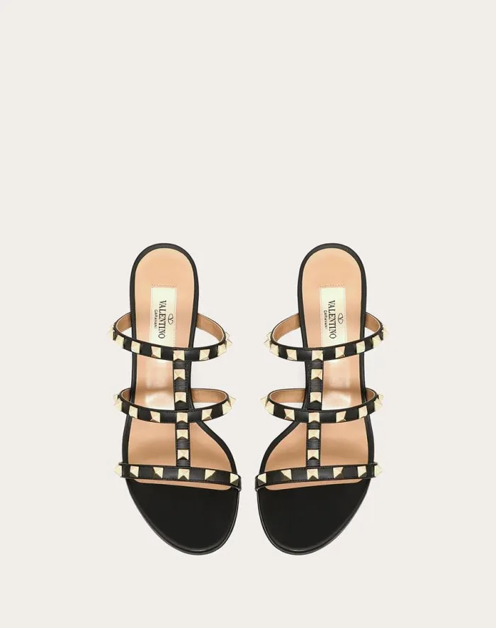 Valentino Sandals Woman Rockstud Calfskin Leather Slide Sandal 60 Mm For Woman In Light Ivory Light Ivory Valentino Sandals Woman Rockstud Calfskin Leather Slide Sandal 60 Mm For Woman In Light Ivory Light Ivory