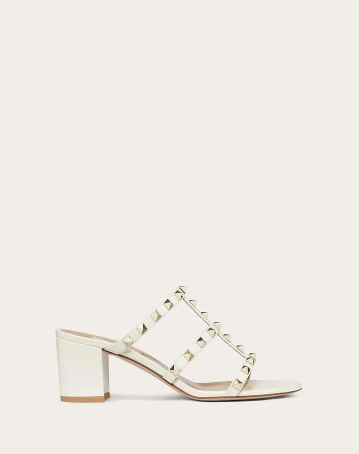 Valentino Sandals Woman Rockstud Calfskin Leather Slide Sandal 60 Mm For Woman In Light Ivory Light Ivory Valentino Sandals Woman Rockstud Calfskin Leather Slide Sandal 60 Mm For Woman In Light Ivory Light Ivory