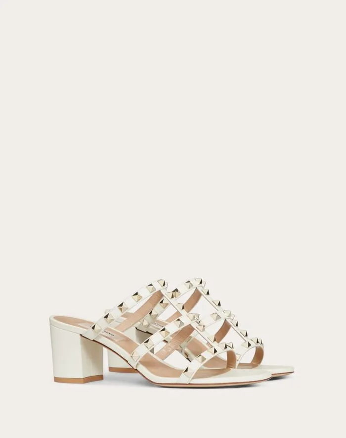 Valentino Sandals Woman Rockstud Calfskin Leather Slide Sandal 60 Mm For Woman In Light Ivory Light Ivory Valentino Sandals Woman Rockstud Calfskin Leather Slide Sandal 60 Mm For Woman In Light Ivory Light Ivory