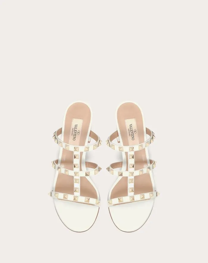 Valentino Sandals Woman Rockstud Calfskin Leather Slide Sandal 60 Mm For Woman In Light Ivory Light Ivory Valentino Sandals Woman Rockstud Calfskin Leather Slide Sandal 60 Mm For Woman In Light Ivory Light Ivory