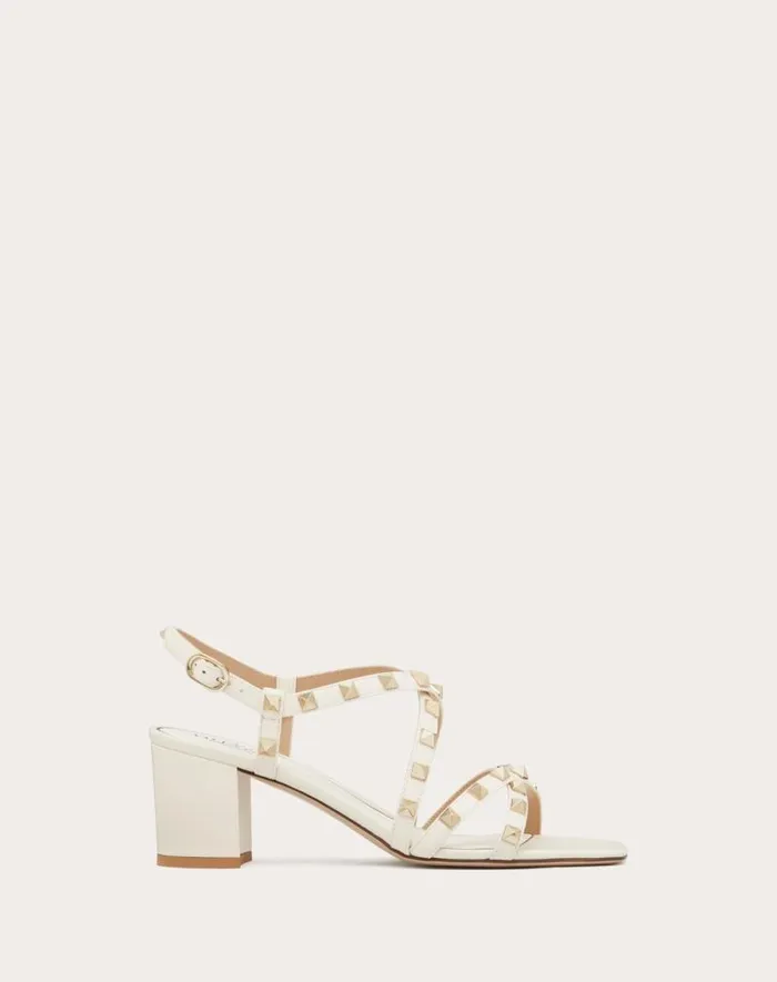 Valentino Sandals Woman Rockstud Calfskin Sandal With Straps 60mm For Woman In Light Ivory Light Ivory Valentino Sandals Woman Rockstud Calfskin Sandal With Straps 60mm For Woman In Light Ivory Light Ivory