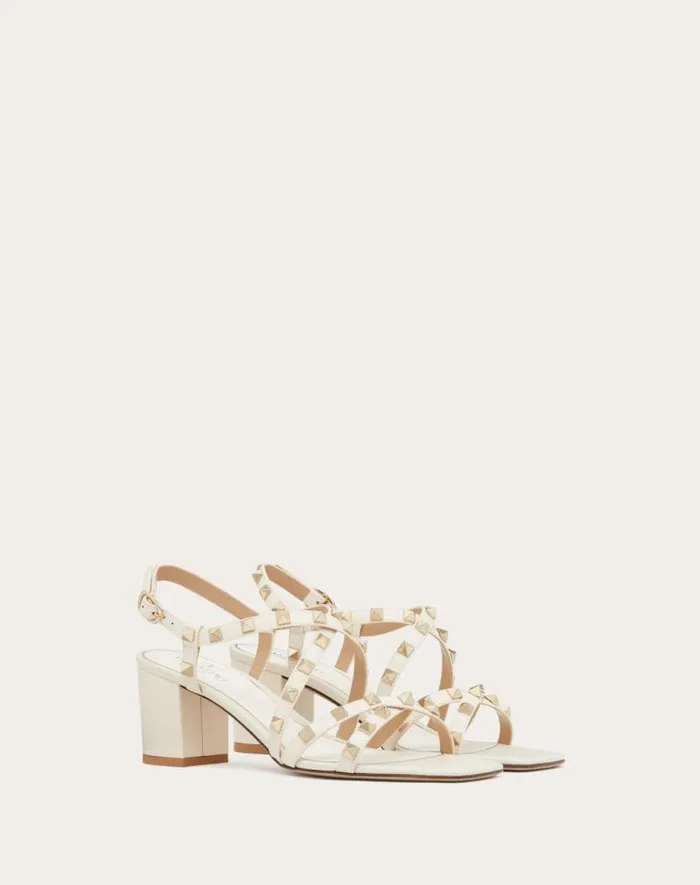 Valentino Sandals Woman Rockstud Calfskin Sandal With Straps 60mm For Woman In Light Ivory Light Ivory Valentino Sandals Woman Rockstud Calfskin Sandal With Straps 60mm For Woman In Light Ivory Light Ivory