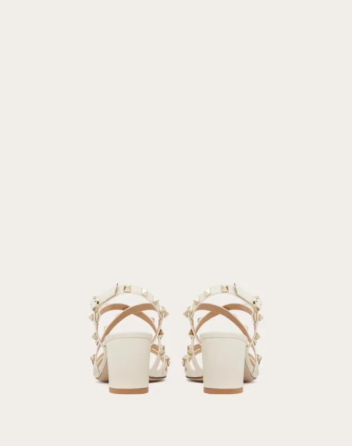 Valentino Sandals Woman Rockstud Calfskin Sandal With Straps 60mm For Woman In Light Ivory Light Ivory Valentino Sandals Woman Rockstud Calfskin Sandal With Straps 60mm For Woman In Light Ivory Light Ivory