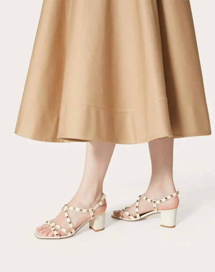 Valentino Sandals Woman Rockstud Calfskin Sandal With Straps 60mm For Woman In Light Ivory Light Ivory Valentino Sandals Woman Rockstud Calfskin Sandal With Straps 60mm For Woman In Light Ivory Light Ivory