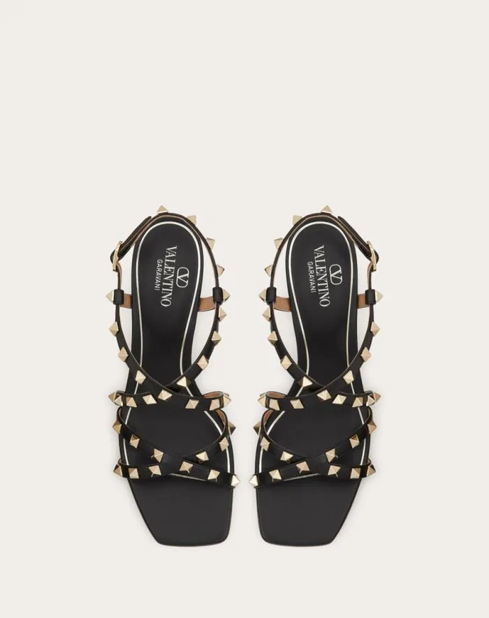 Valentino Sandals Woman Rockstud Calfskin Sandal With Straps 60mm For Woman In Light Ivory Light Ivory Valentino Sandals Woman Rockstud Calfskin Sandal With Straps 60mm For Woman In Light Ivory Light Ivory