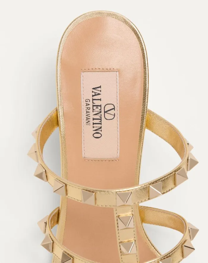 Valentino Sandals Woman Rockstud Slide Sandal In Laminated Nappa 60mm For Woman In Giacinto Giacinto Valentino Sandals Woman Rockstud Slide Sandal In Laminated Nappa 60mm For Woman In Giacinto Giacinto