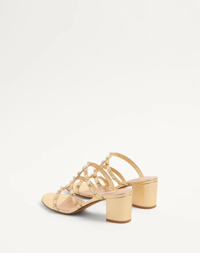 Valentino Sandals Woman Rockstud Slide Sandal In Laminated Nappa 60mm For Woman In Giacinto Giacinto Valentino Sandals Woman Rockstud Slide Sandal In Laminated Nappa 60mm For Woman In Giacinto Giacinto
