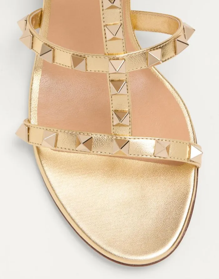 Valentino Sandals Woman Rockstud Slide Sandal In Laminated Nappa 60mm For Woman In Giacinto Giacinto Valentino Sandals Woman Rockstud Slide Sandal In Laminated Nappa 60mm For Woman In Giacinto Giacinto