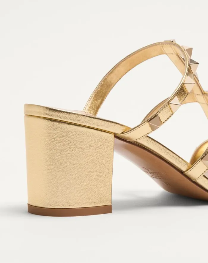 Valentino Sandals Woman Rockstud Slide Sandal In Laminated Nappa 60mm For Woman In Giacinto Giacinto Valentino Sandals Woman Rockstud Slide Sandal In Laminated Nappa 60mm For Woman In Giacinto Giacinto