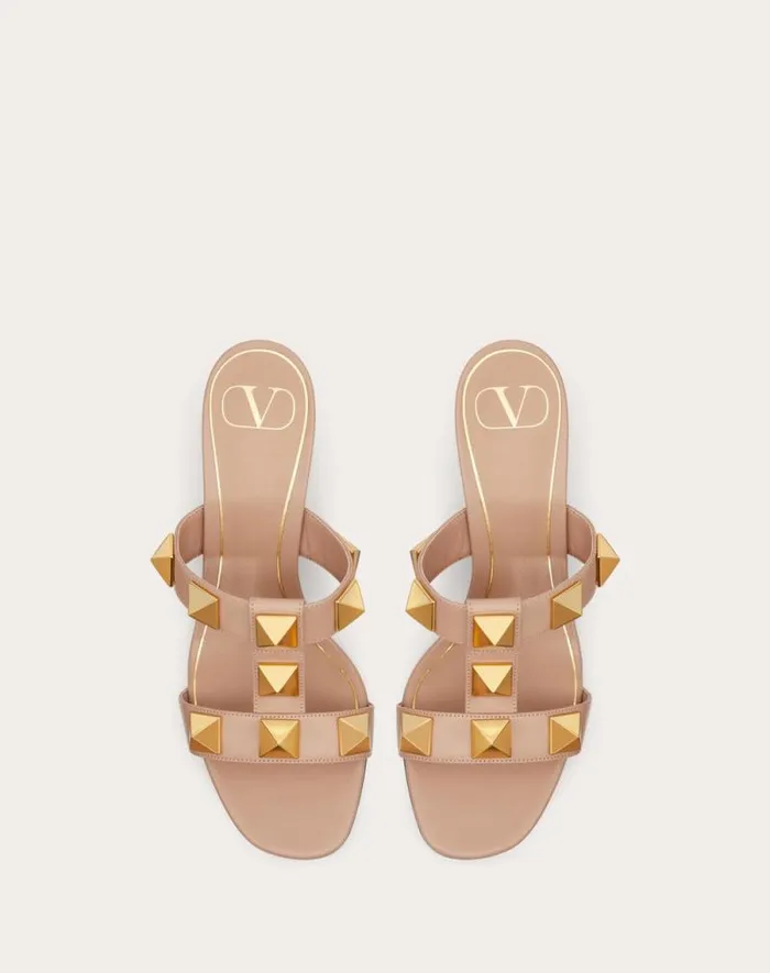 Valentino Sandals Woman Roman Stud Calfskin Slide Sandal 60 Mm For Woman In Rose Cannelle Rose Cannelle Valentino Sandals Woman Roman Stud Calfskin Slide Sandal 60 Mm For Woman In Rose Cannelle Rose Cannelle